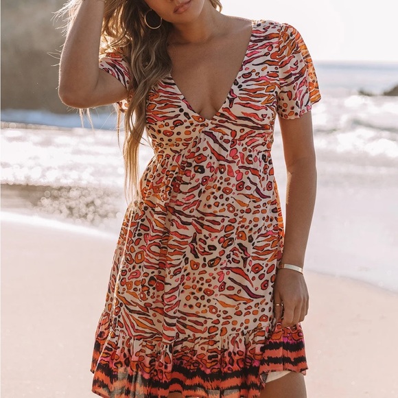 Love Stitch Dresses & Skirts - Love Stitch Orange and pink Sundress